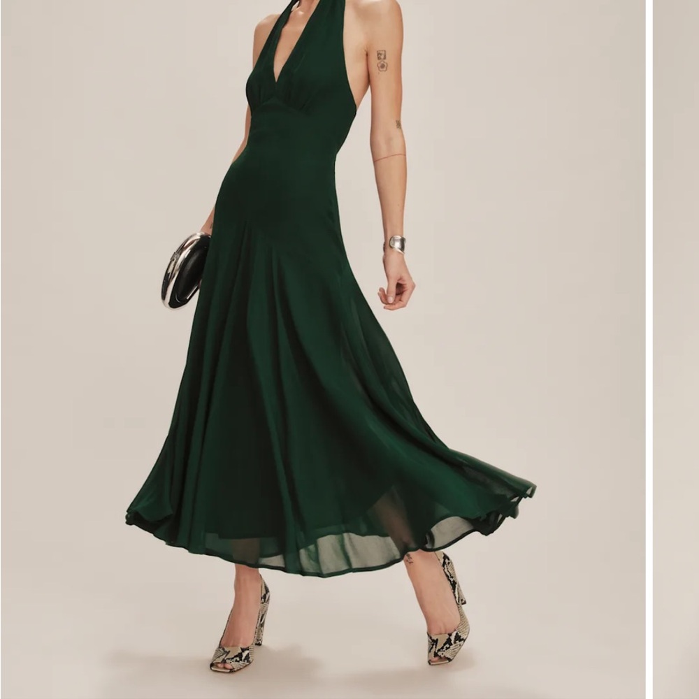 Reformation Briony dress in forest